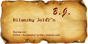 Bilaszky Jolán névjegykártya